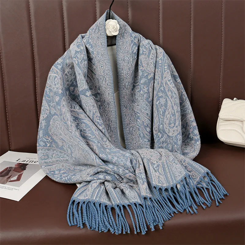 MY07New high-grade women's scarf autumn and winter shawl dual-purpose core-spun yarn thick warm scarf