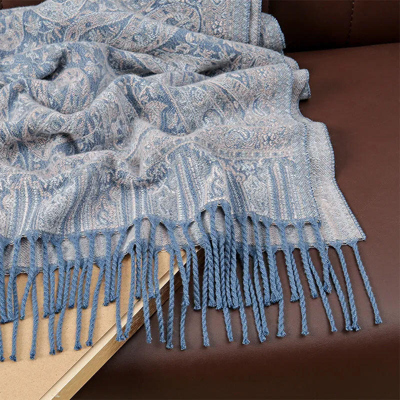 MY07New high-grade women's scarf autumn and winter shawl dual-purpose core-spun yarn thick warm scarf
