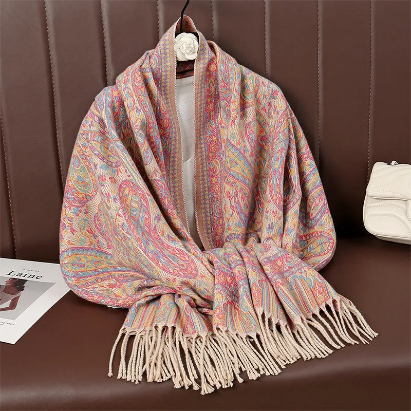MY07New high-grade women's scarf autumn and winter shawl dual-purpose core-spun yarn thick warm scarf