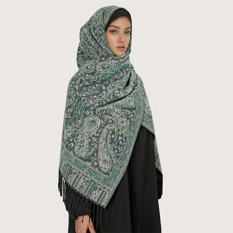 MY07New high-grade women's scarf autumn and winter shawl dual-purpose core-spun yarn thick warm scarf