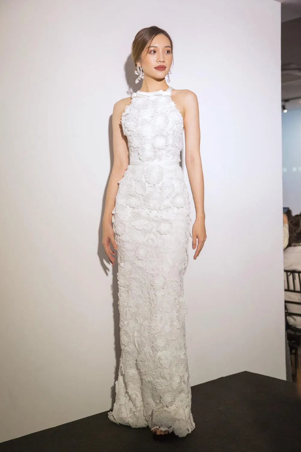 Nalani Halter Sleeveless Lace Maxi Dress
