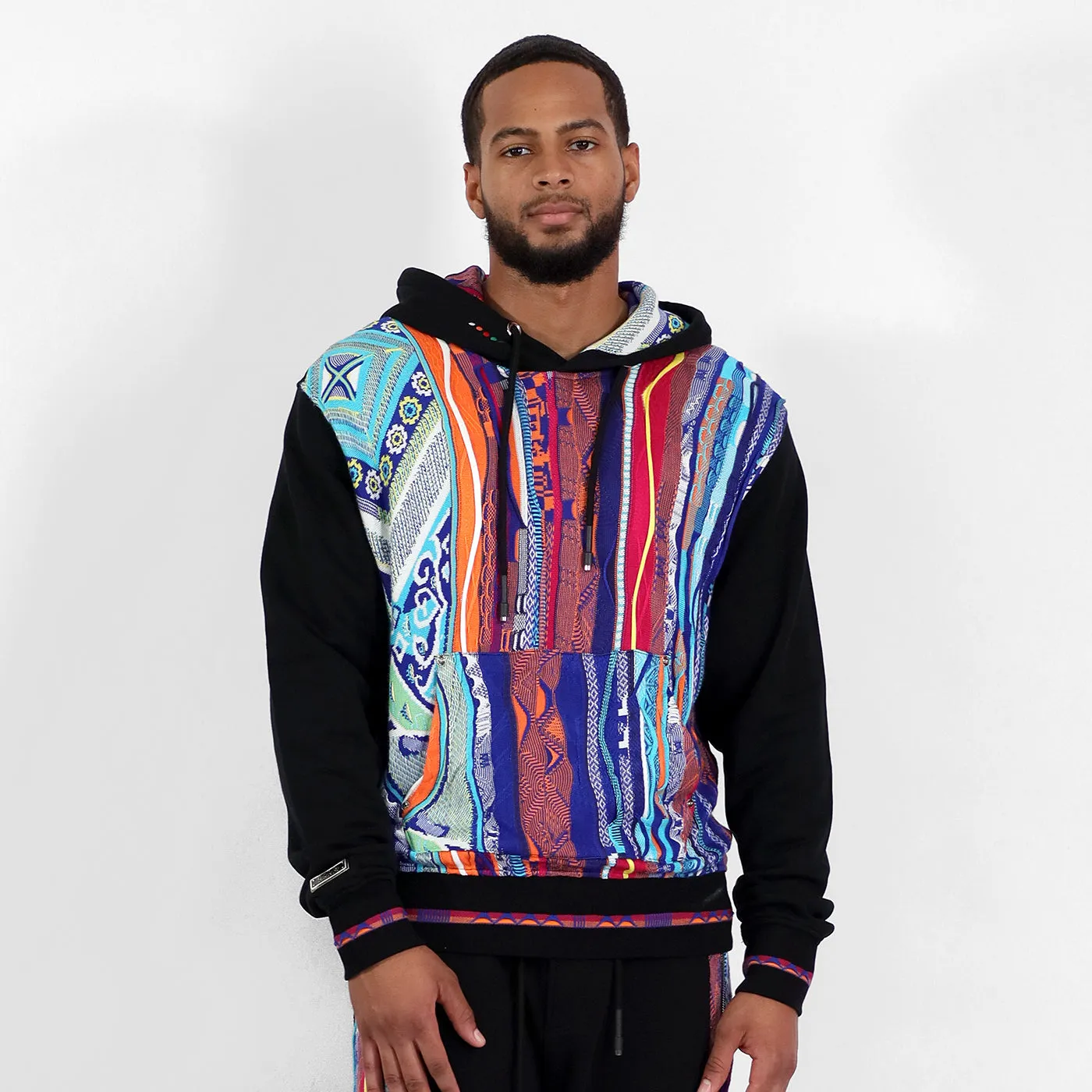 New - COOGI Sweater Pieced Fleece Hoody in Black