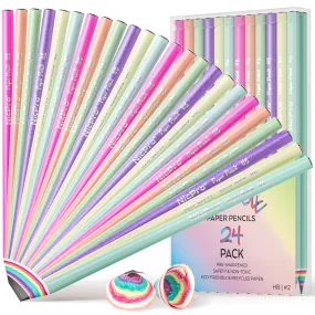 Nicpro 24PCS Rainbow Pencils HB #2, Cute Pastel Pencils Pre-Sharpened Wooden Pencils, Break-Resistant & Eco-friendly Recycled Paper Pencil For Kids Student Drawing Writing, School Supplies, 6 Colors