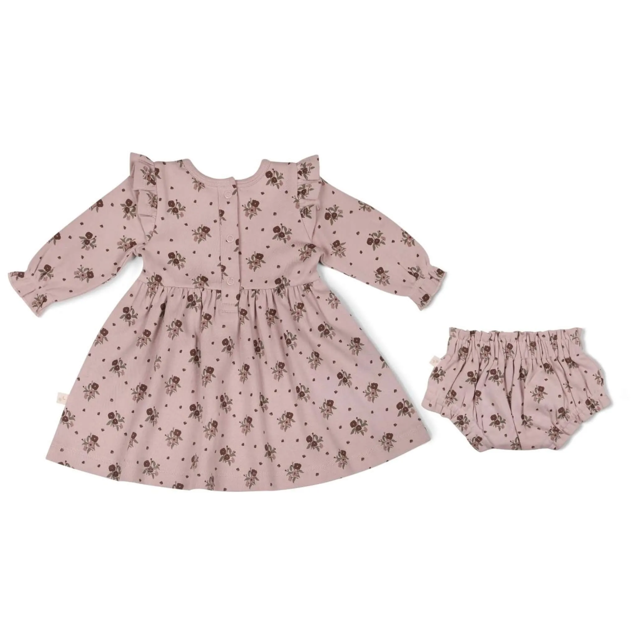 Organic Ruffle Floral Dress - Rose Ditsy