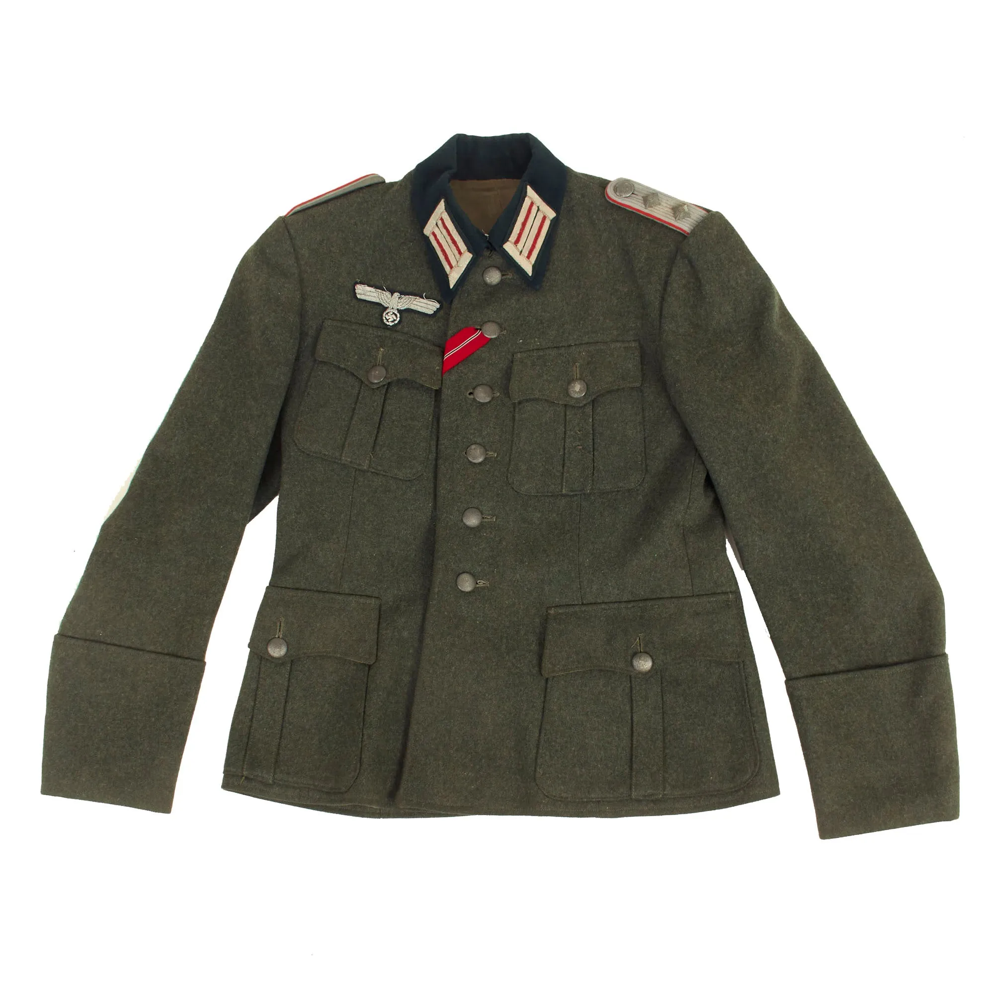 Original German WWII Early Heer Artillery Reserve Hauptmann Officer's M36 Field Tunic with Eastern Medal Ribbon