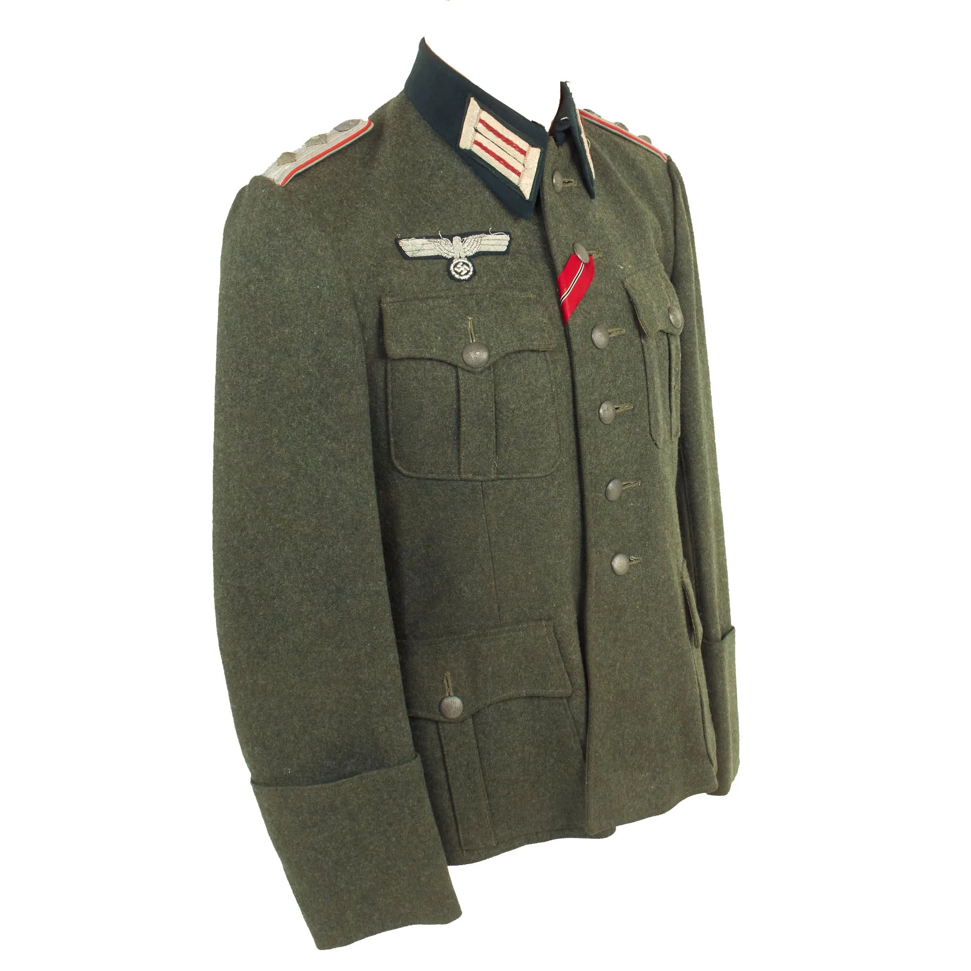 Original German WWII Early Heer Artillery Reserve Hauptmann Officer's M36 Field Tunic with Eastern Medal Ribbon