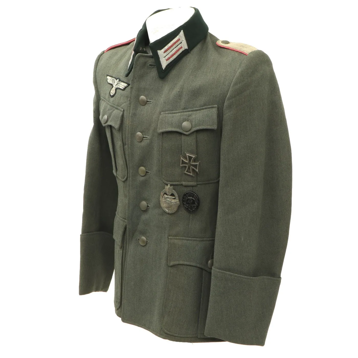 Original German WWII Panzer Tank Officer M40 Feldbluse with Badges - Dated 1942