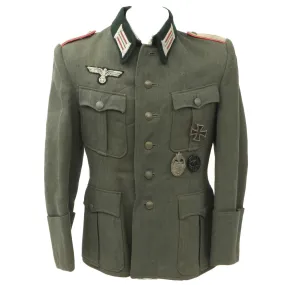 Original German WWII Panzer Tank Officer M40 Feldbluse with Badges - Dated 1942