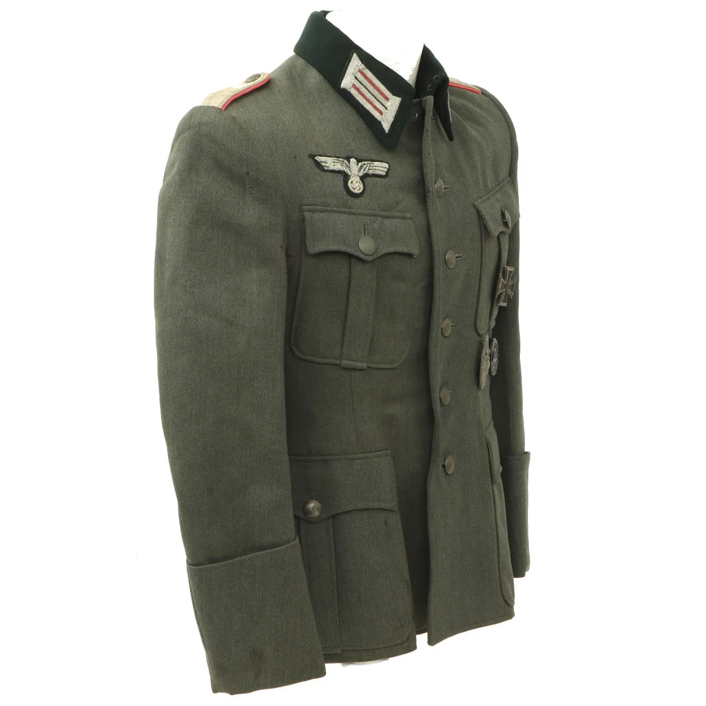 Original German WWII Panzer Tank Officer M40 Feldbluse with Badges - Dated 1942