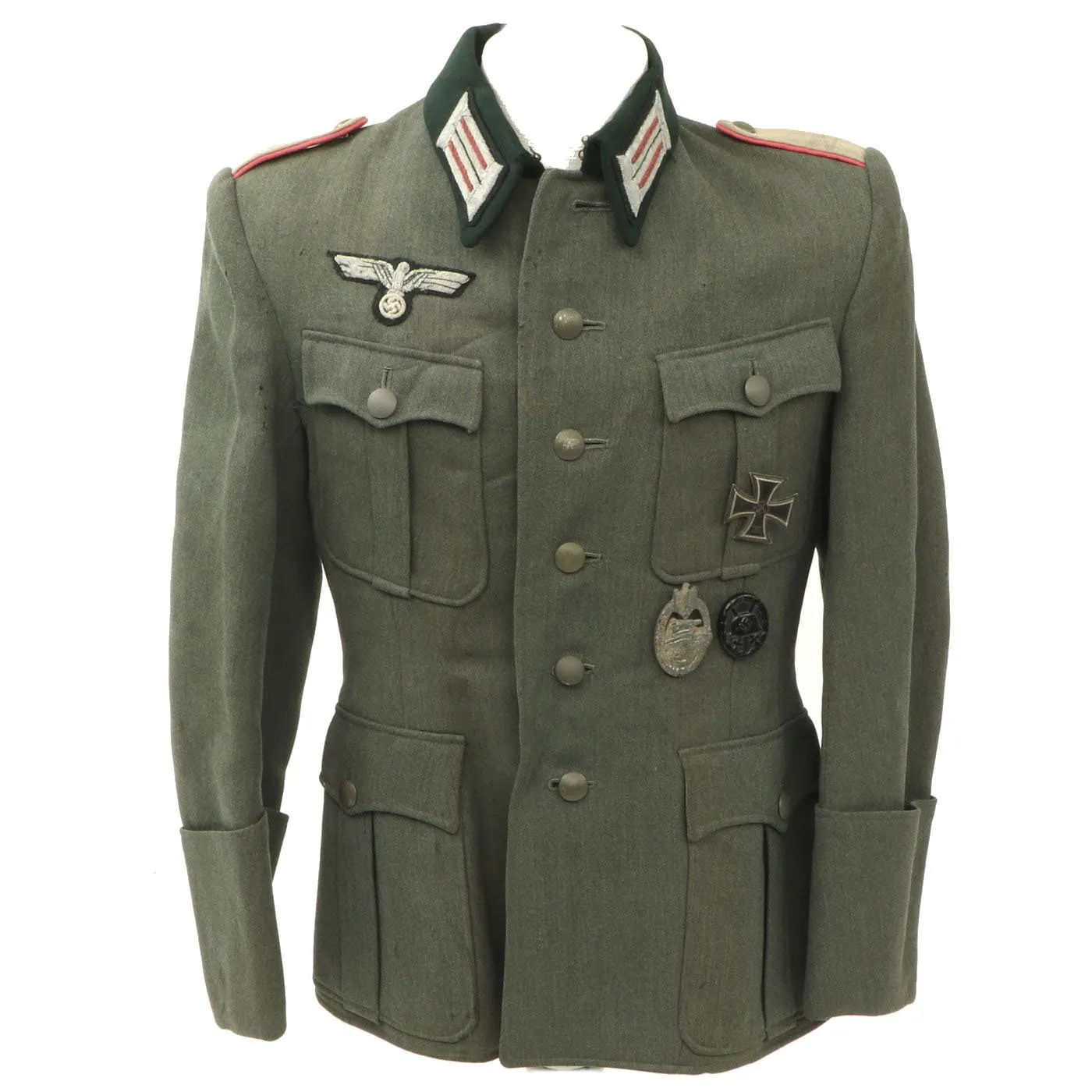 Original German WWII Panzer Tank Officer M40 Feldbluse with Badges - Dated 1942