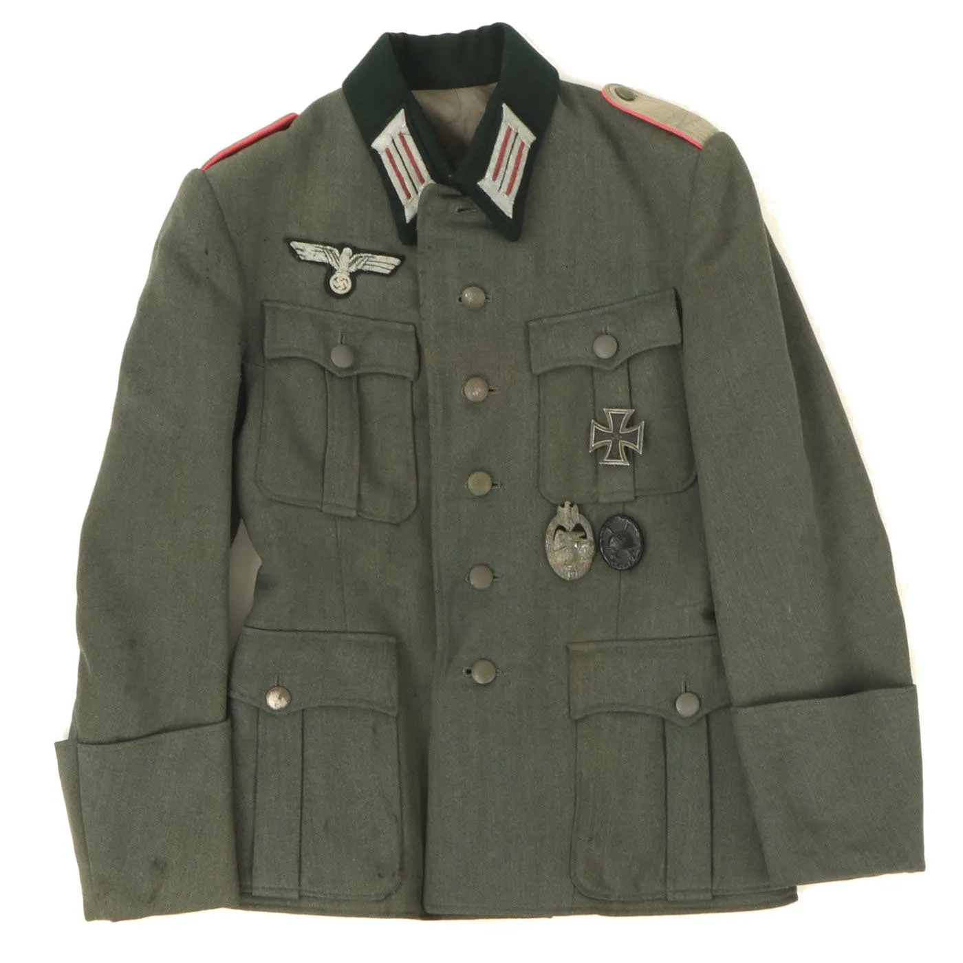 Original German WWII Panzer Tank Officer M40 Feldbluse with Badges - Dated 1942