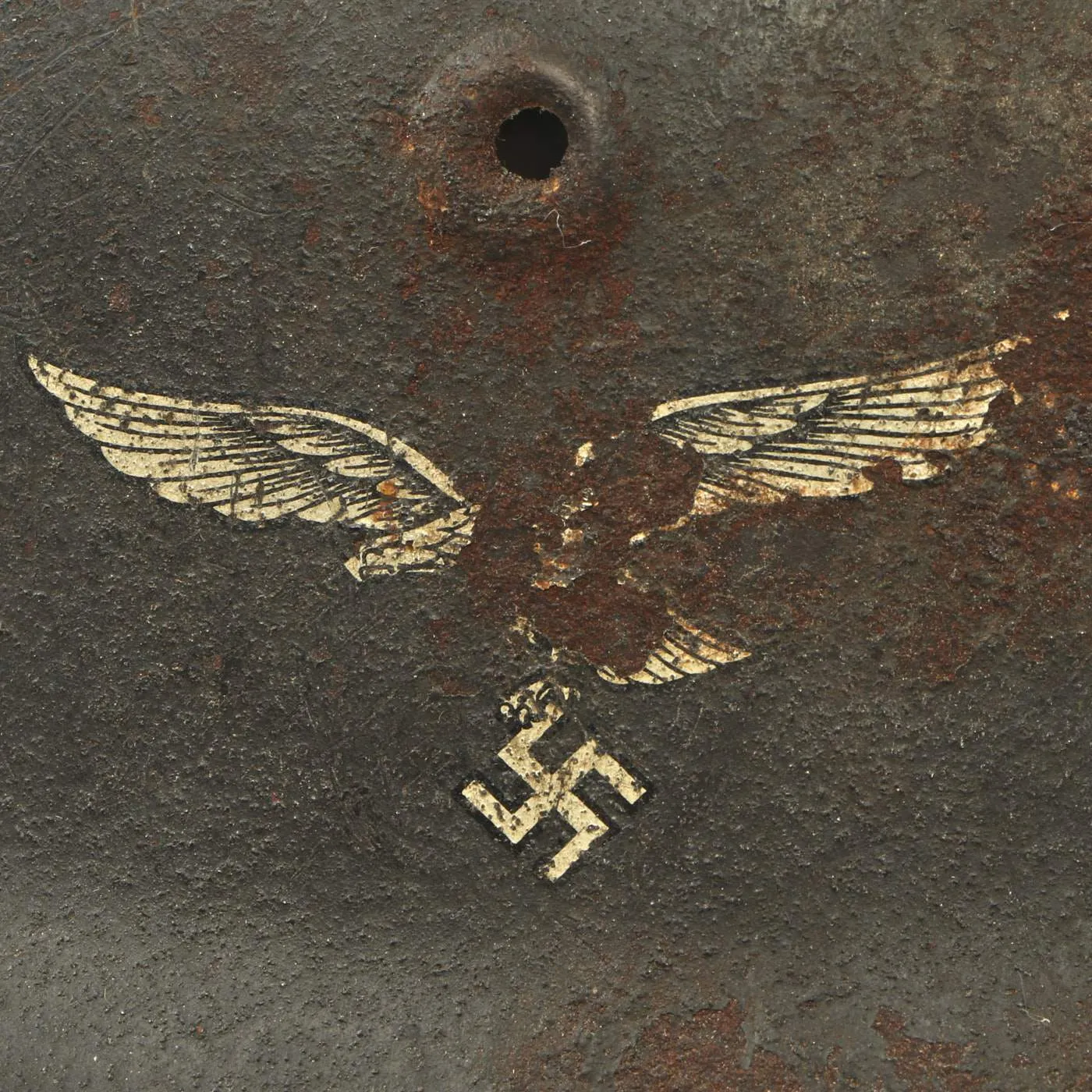 Original German WWII Service Worn M40 Single Decal Luftwaffe Helmet Shell with Textured Paint - SE62