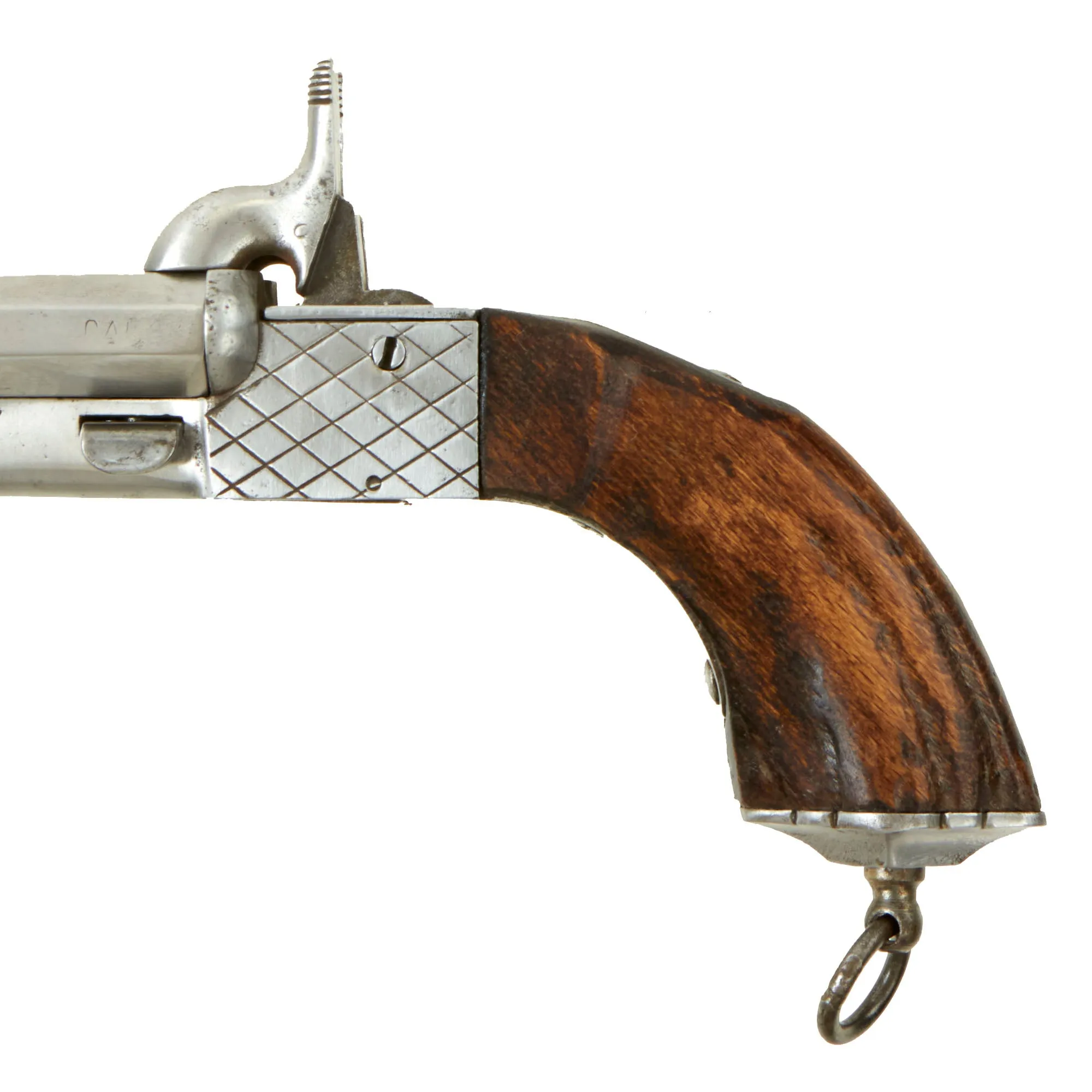 Original Set of Two French Style 9mm Pinfire Double Barrel Pistols with Hidden Triggers & Folding Bayonets - Serial 08067 & 08157- Circa 1850