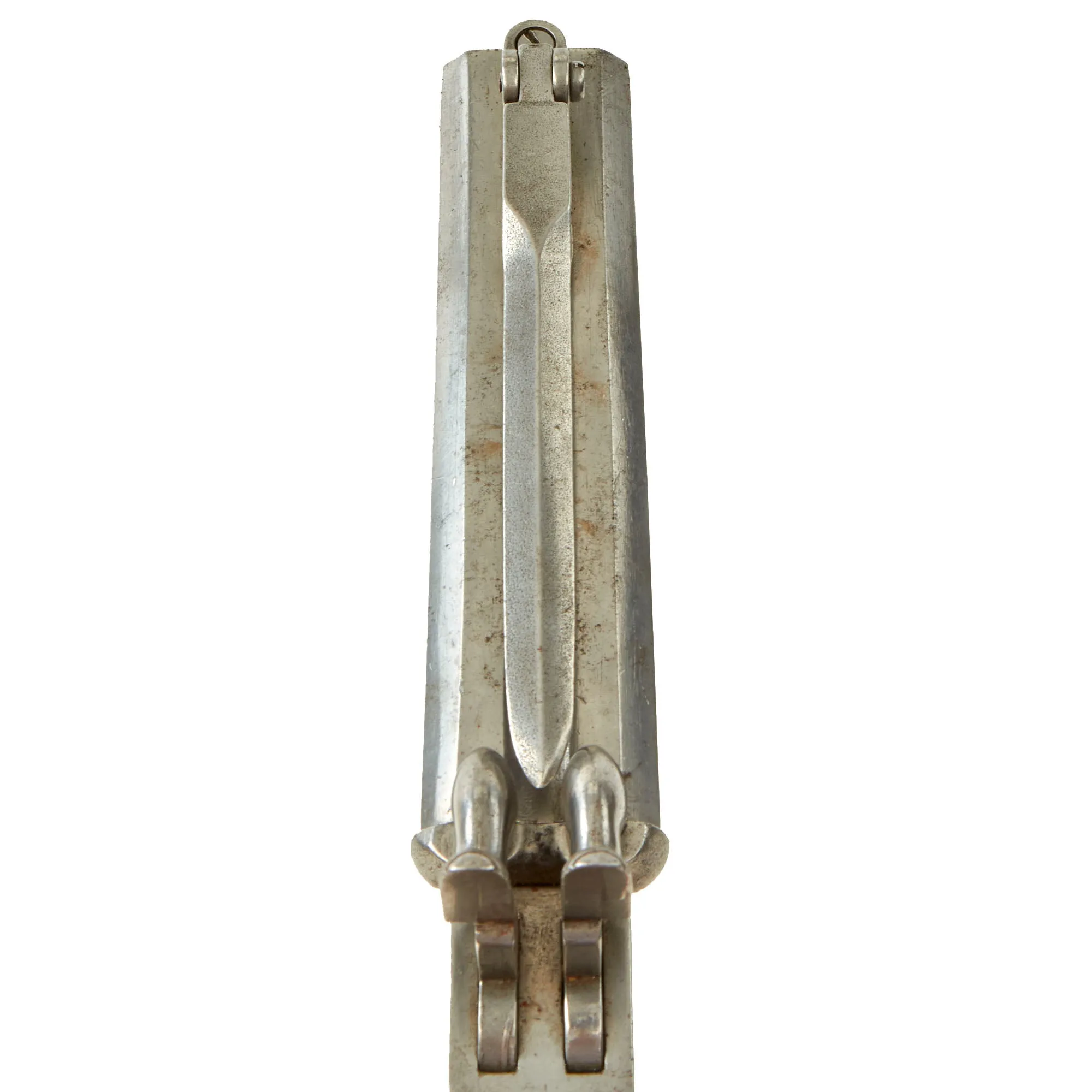 Original U.S. Civil War Era Belgian 10mm Pinfire Double Barrel Pistol with Folding Bayonet Circa 1855 - Non-Functional