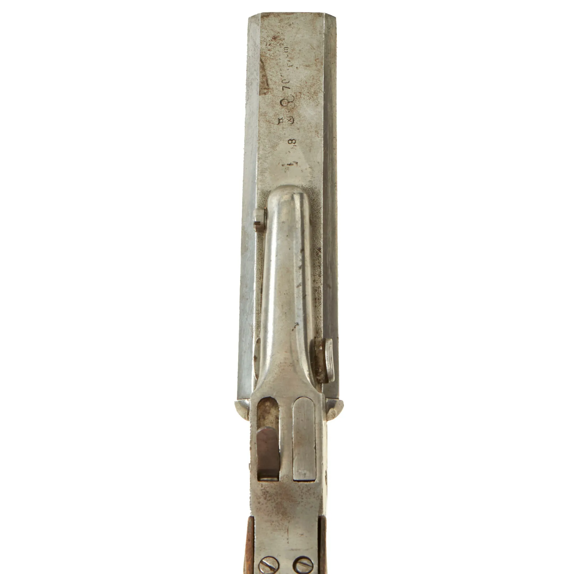 Original U.S. Civil War Era Belgian 10mm Pinfire Double Barrel Pistol with Folding Bayonet Circa 1855 - Non-Functional