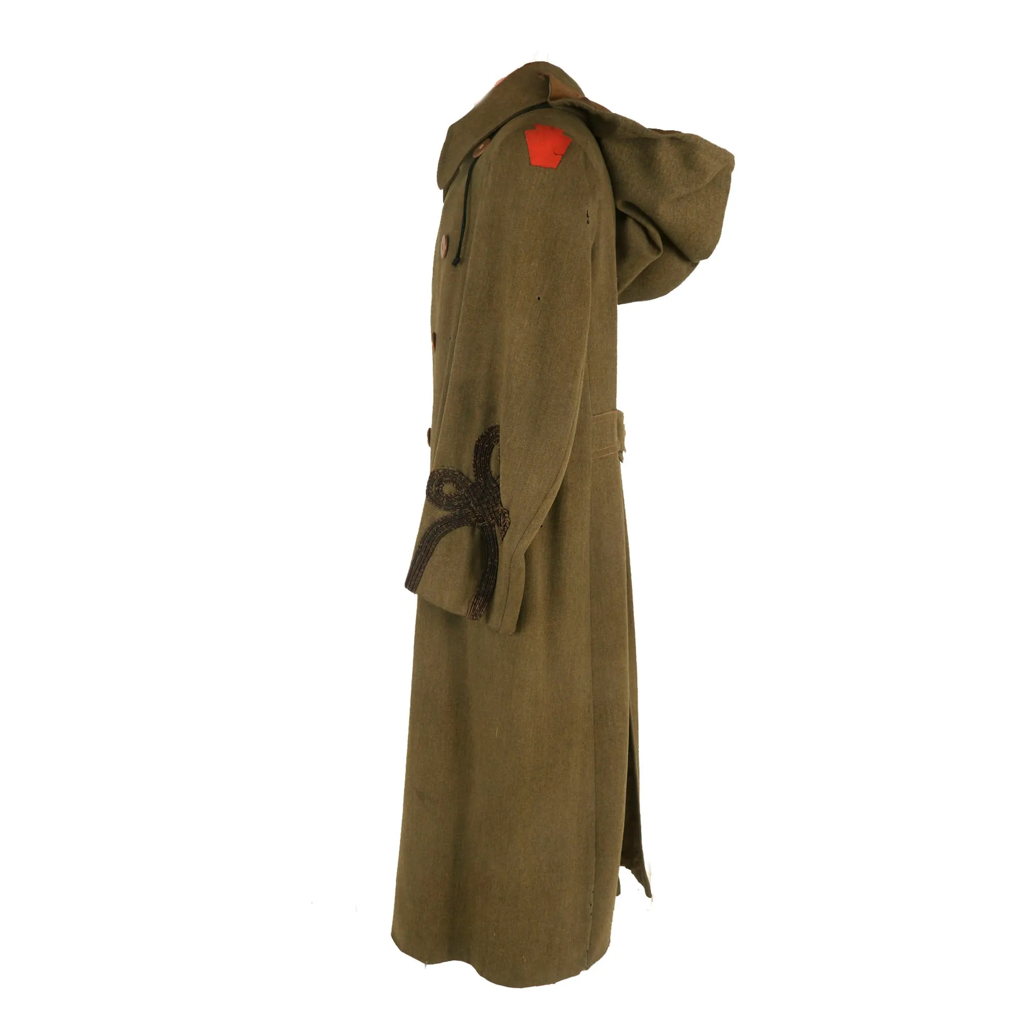 Original U.S. WWI Named 28th Keystone Division Judge Advocate’s Officer’s Greatcoat with Extremely Scarce Hood & Lieutenant Colonel Chicken Gut Ranks - Cleon Nivelle Berntheizel - Pennsylvania National Guard