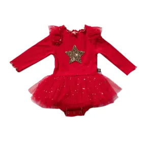 Petite Hailey Frill LS Onesie Tutu - Red
