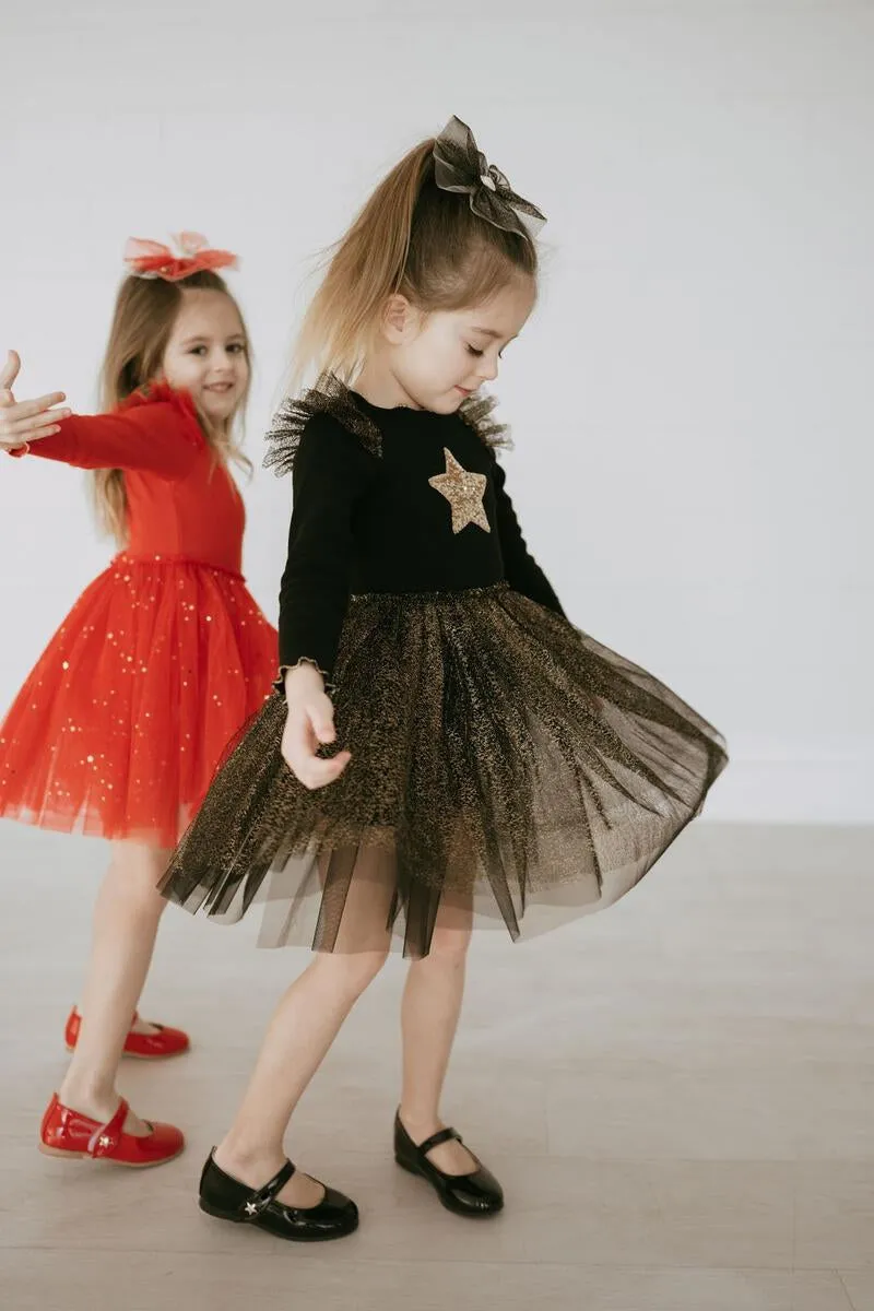 Petite Hailey Star Frill Tutu Dress - Black