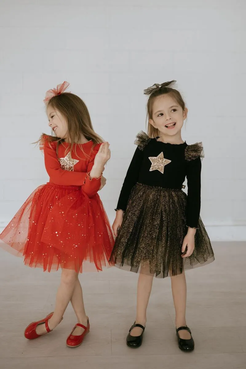 Petite Hailey Star Frill Tutu Dress - Black