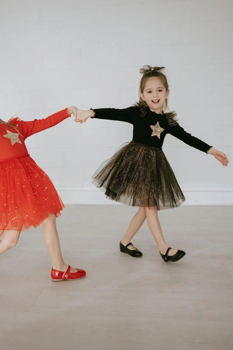 Petite Hailey Star Frill Tutu Dress - Black