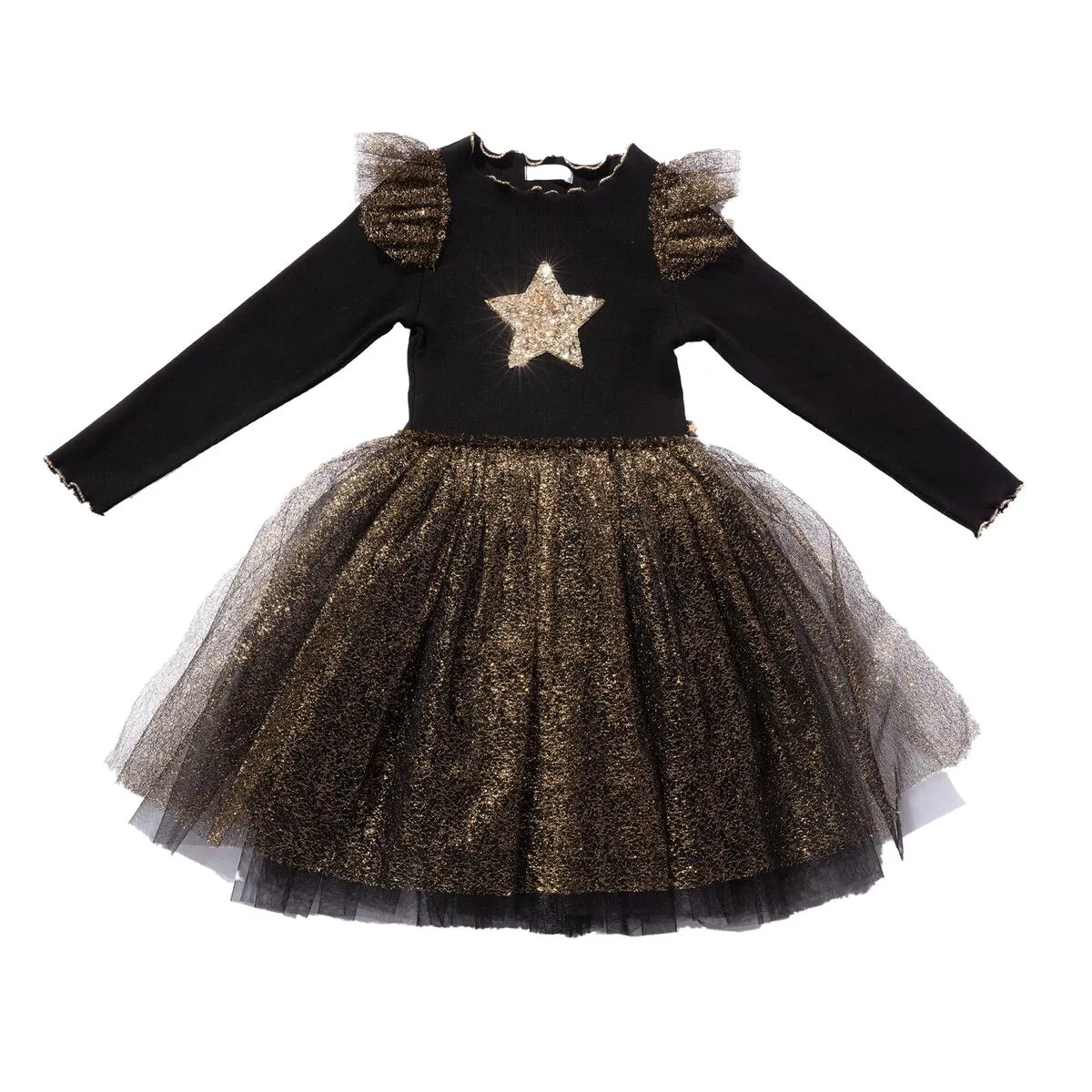Petite Hailey Star Frill Tutu Dress - Black