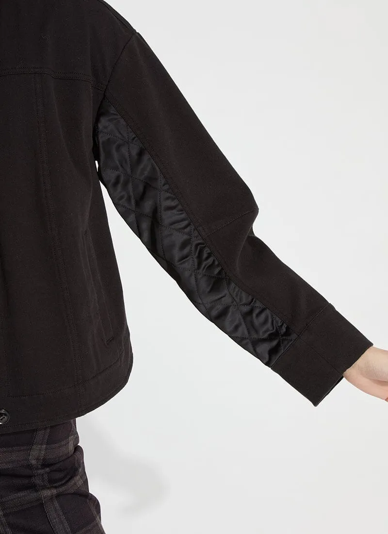 Pierce Mix Media Quilted Jacket | Black