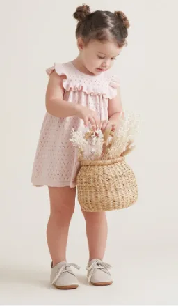 Pink Pointelle Flutter Dress
