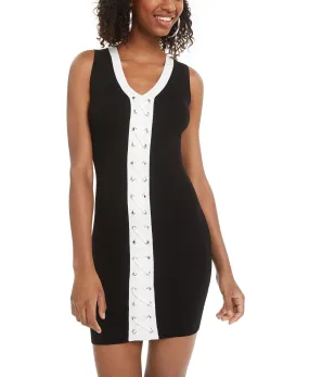 Planet Gold Juniors' Lace-Up Bodycon Dress Black Size XX-Small