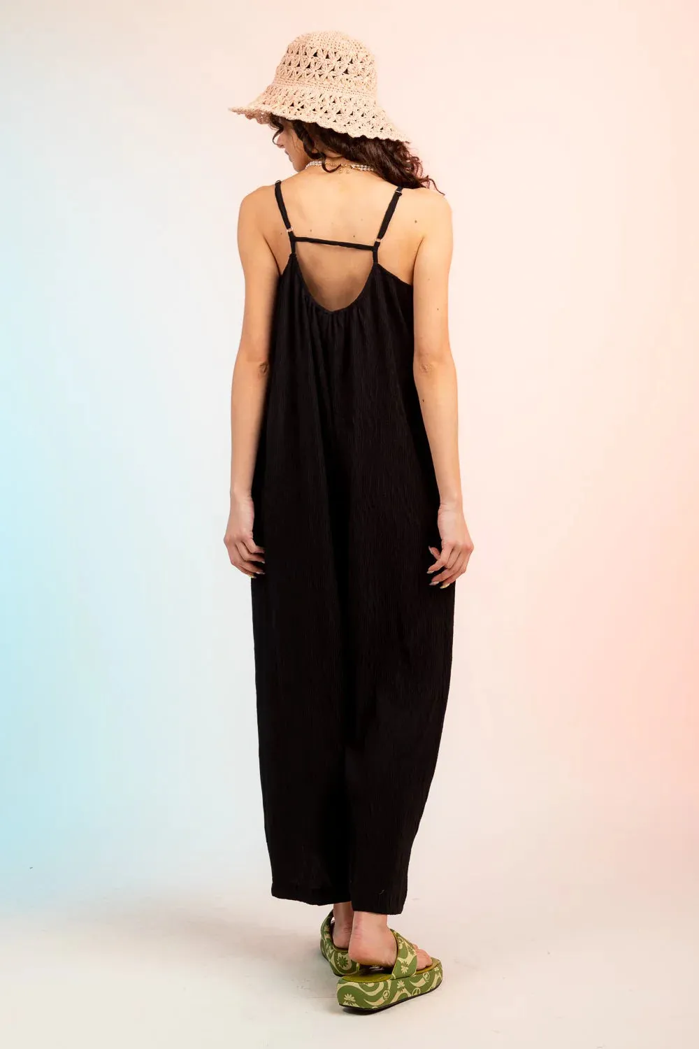 Plus Size Pleated Wide Leg Jumpsuit