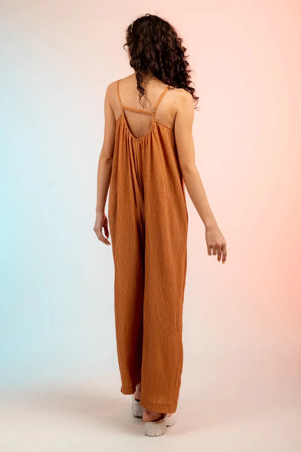 Plus Size Pleated Wide Leg Jumpsuit