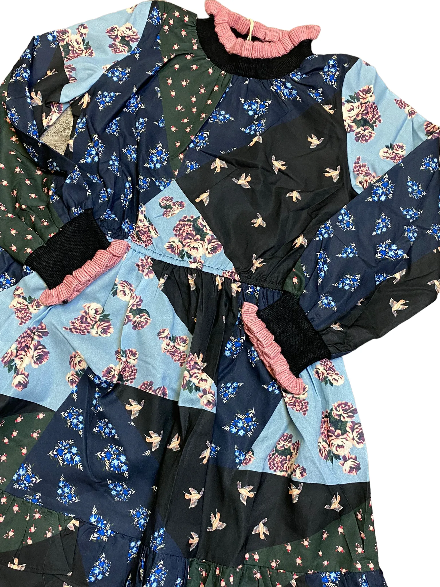 POR Blue Patchwork Dress