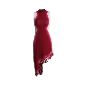 Pre Order:  Color Block Round Neck Sleeveless Slimming Irregular Dress