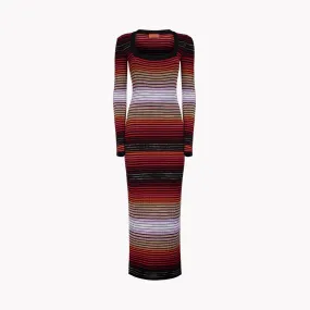Pre Order:  Square Neckline Bodycon Striped Dress