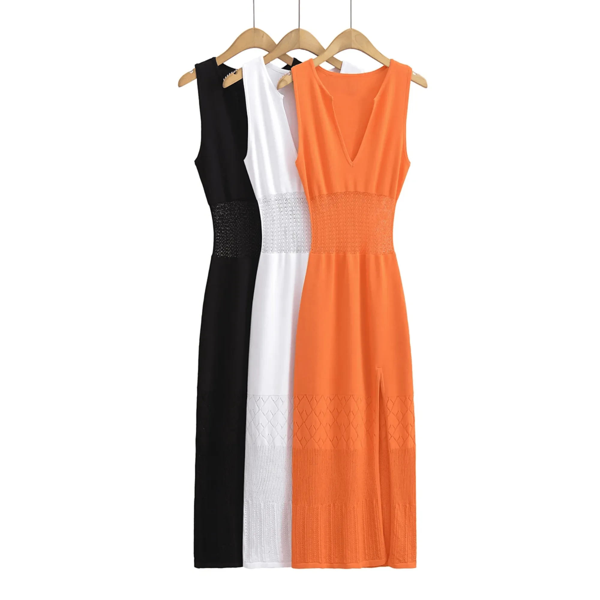 Pre Order:  Stretchable Sleeveless Knit Midi Dress