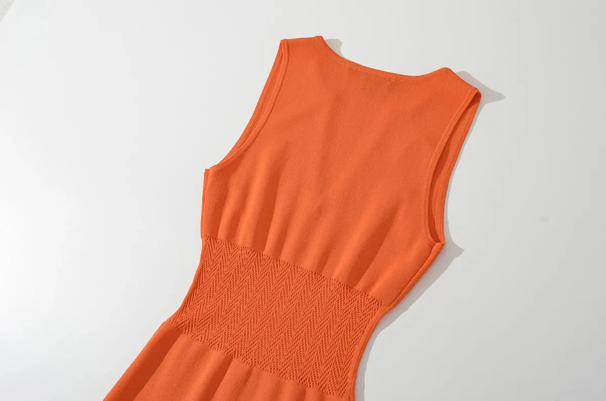 Pre Order:  Stretchable Sleeveless Knit Midi Dress