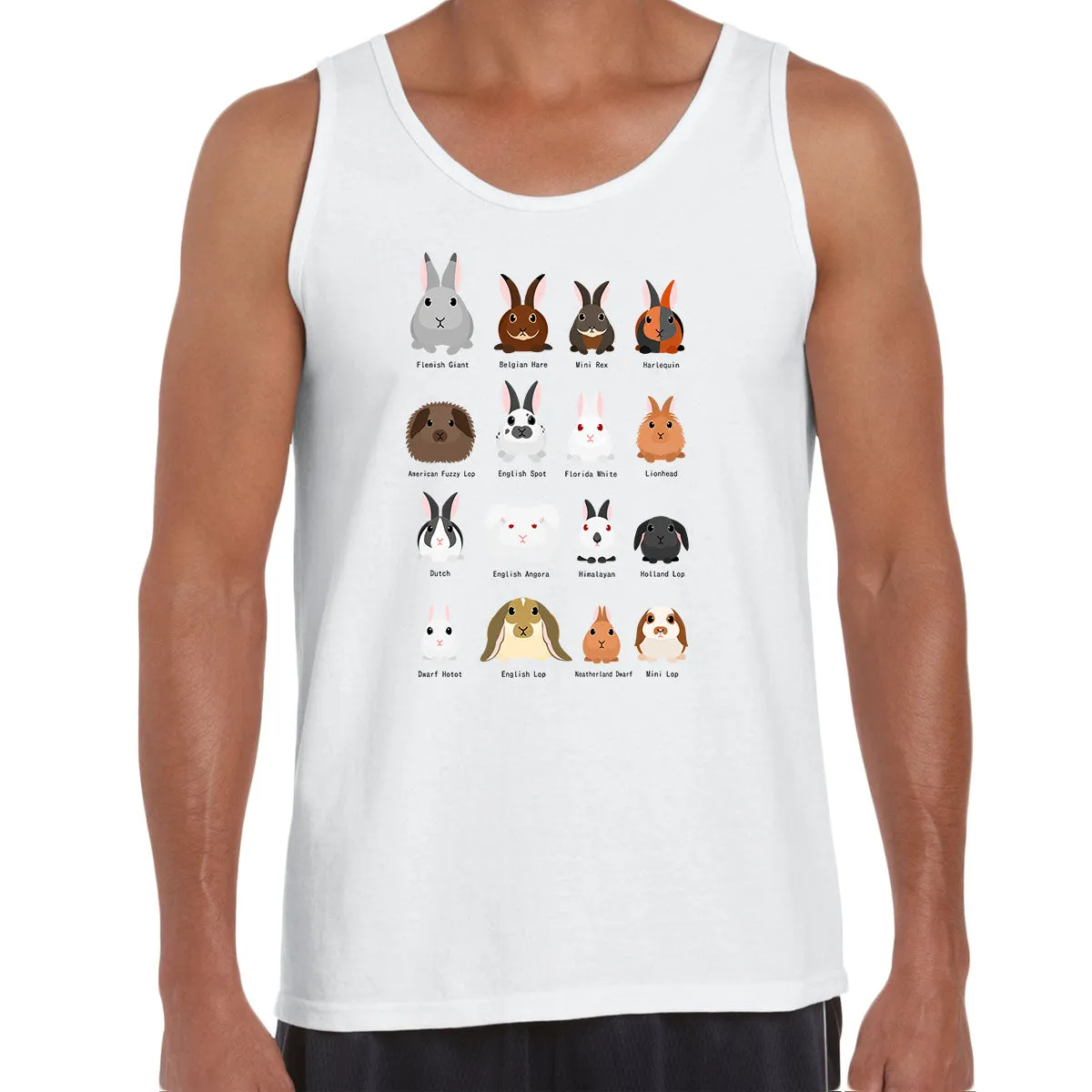 Rabbits breeds chart Typographygraphy Unisex Tank Top
