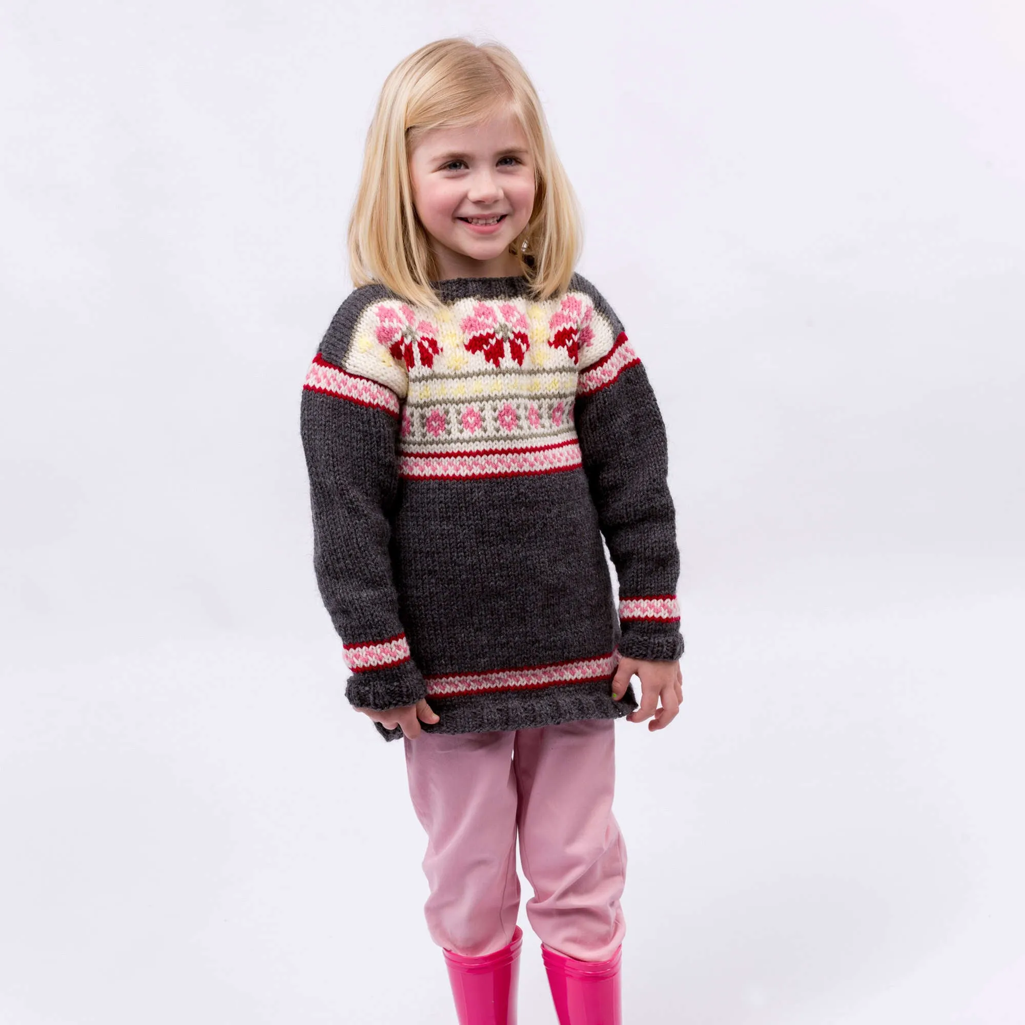 Red Heart Knit Girls Fair Isle Tunic