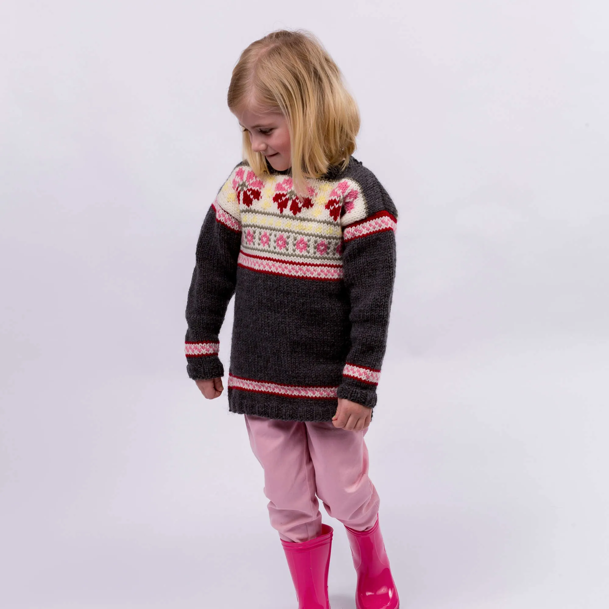 Red Heart Knit Girls Fair Isle Tunic