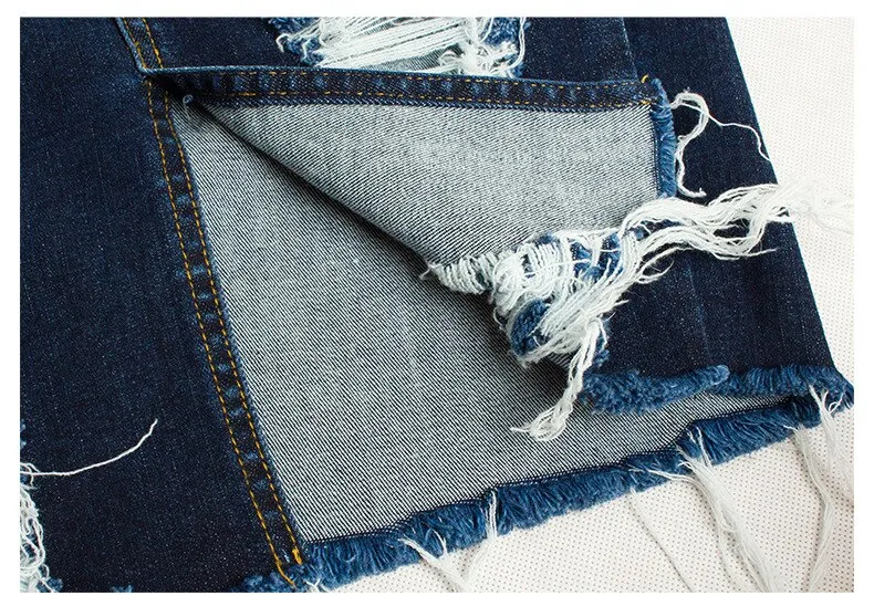 Ripped Bodycon Denim Skirts Women Midi Pencil Skirt Wrap Jeans Skirt