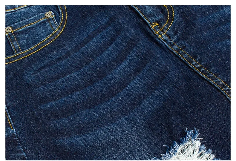 Ripped Bodycon Denim Skirts Women Midi Pencil Skirt Wrap Jeans Skirt
