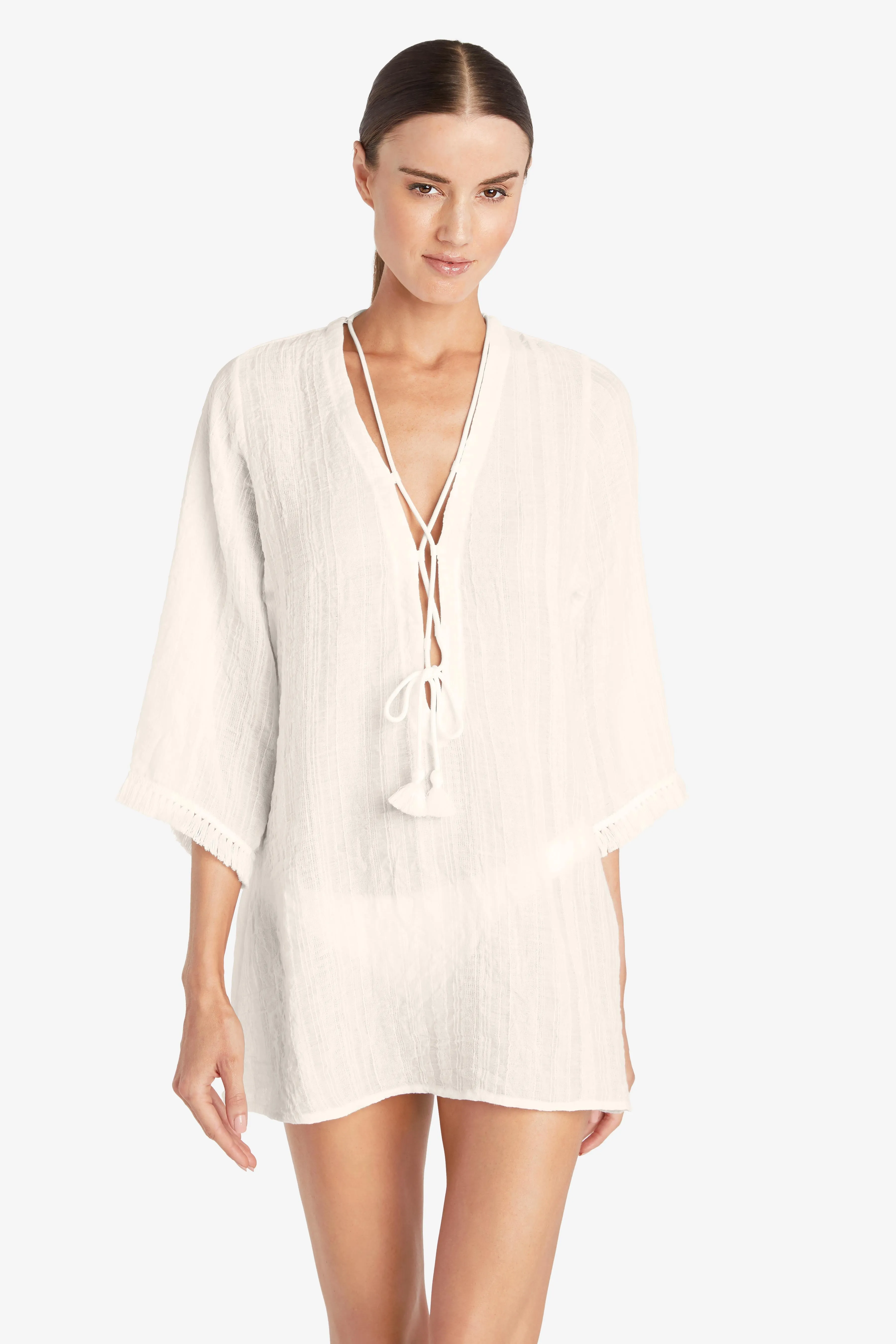 Robin Piccone Natalie Fringe Tunic Cover Up