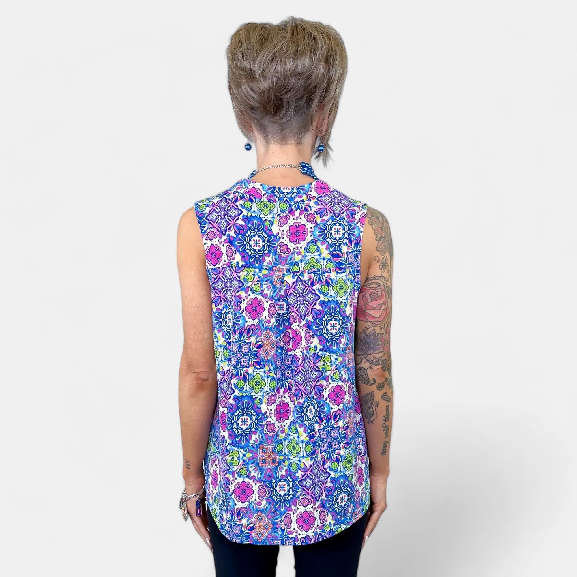 Royal Multi Patchwork Lizzy Tank Top [NO RETURNS]