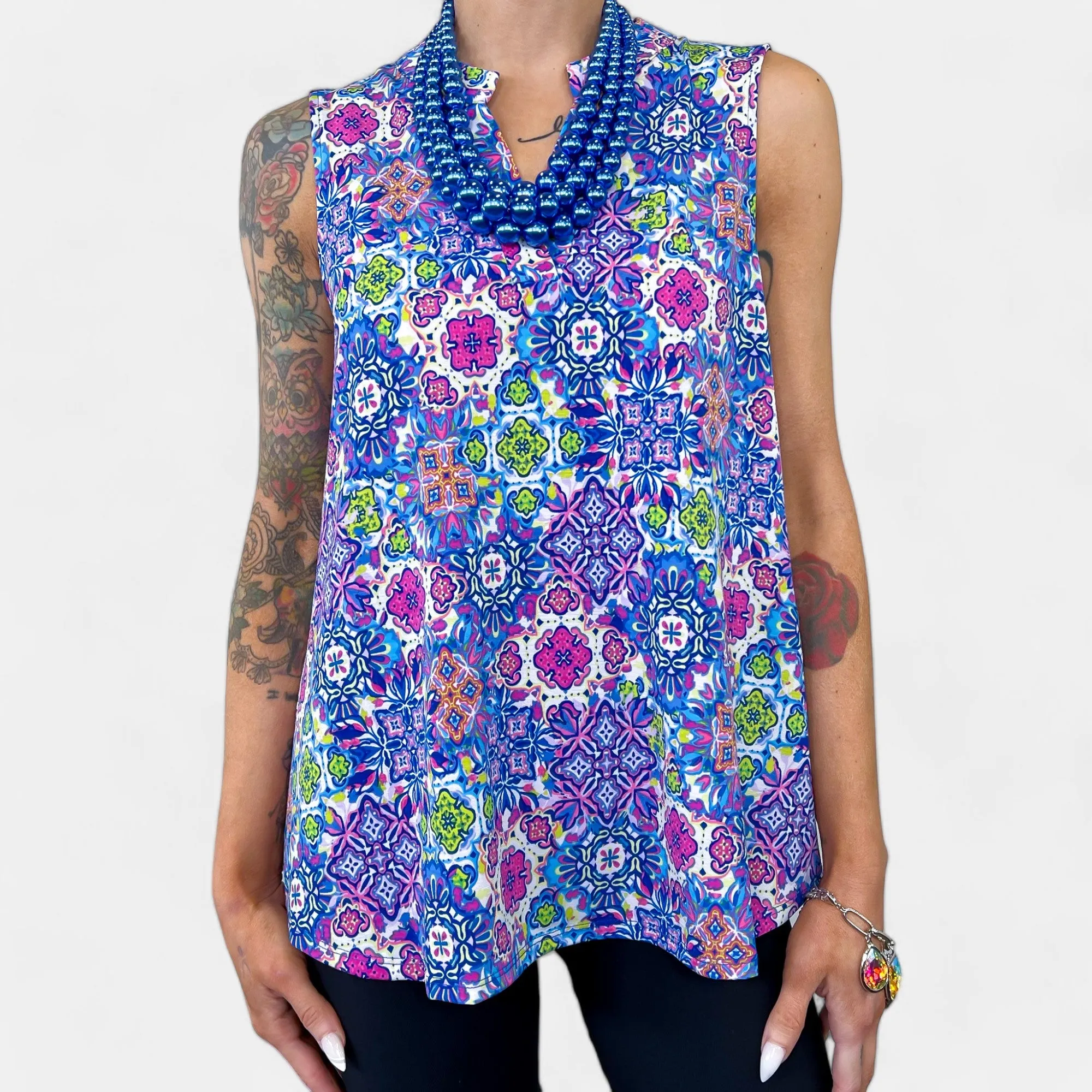 Royal Multi Patchwork Lizzy Tank Top [NO RETURNS]