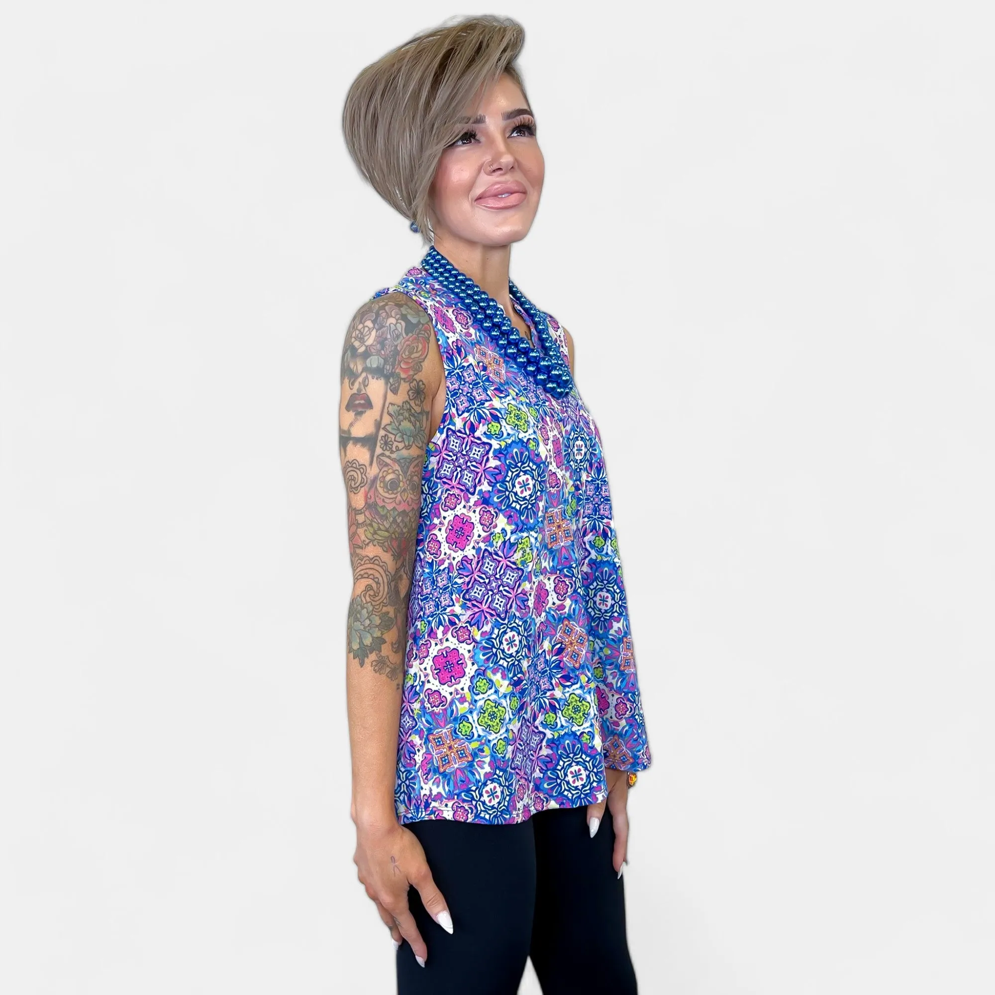 Royal Multi Patchwork Lizzy Tank Top [NO RETURNS]