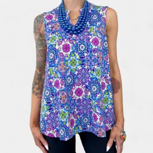 Royal Multi Patchwork Lizzy Tank Top [NO RETURNS]
