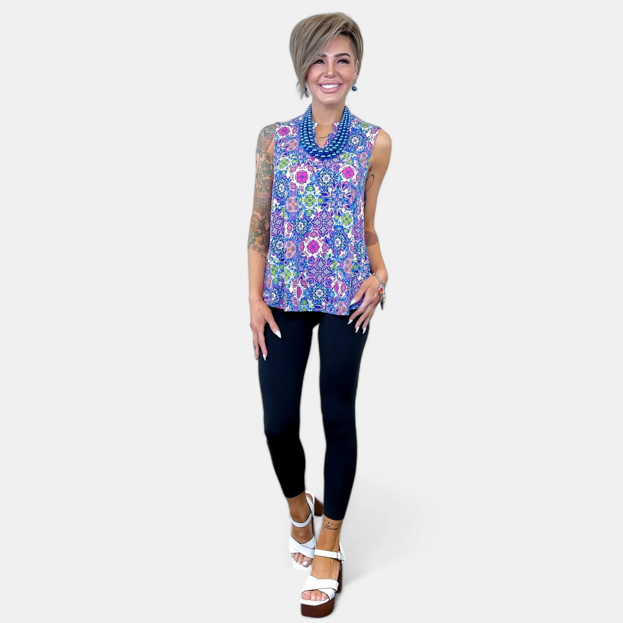 Royal Multi Patchwork Lizzy Tank Top [NO RETURNS]