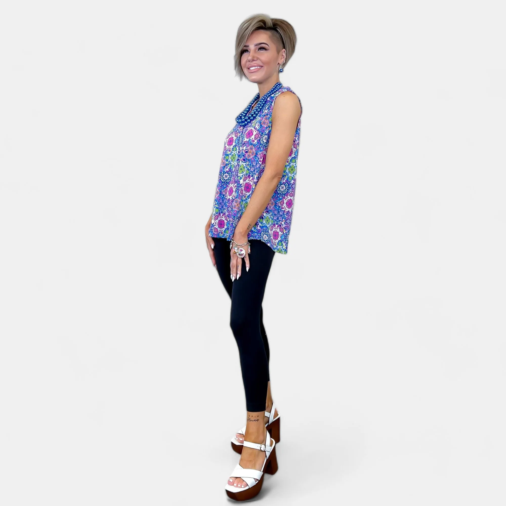 Royal Multi Patchwork Lizzy Tank Top [NO RETURNS]