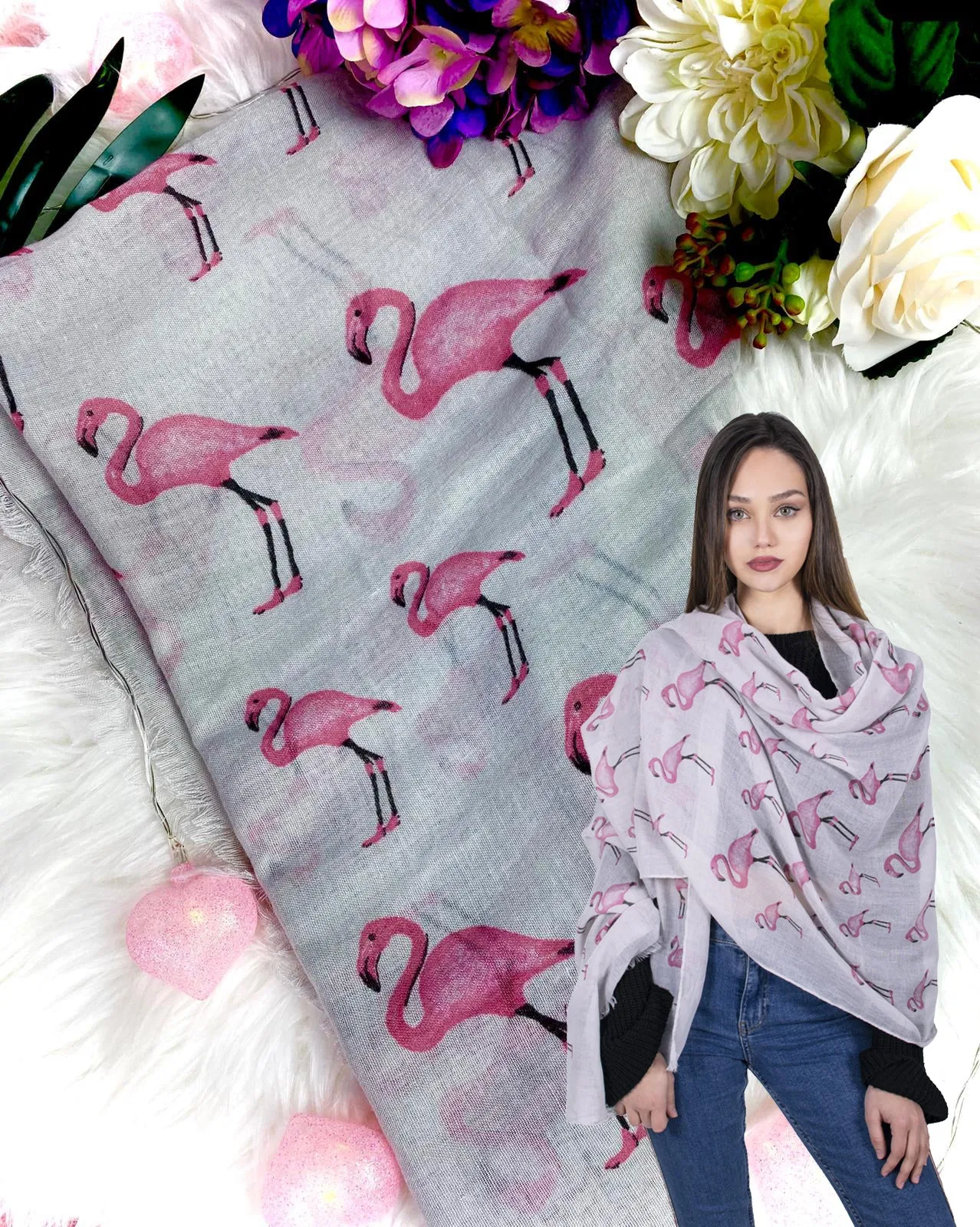 Scarf - Flamingo Grey