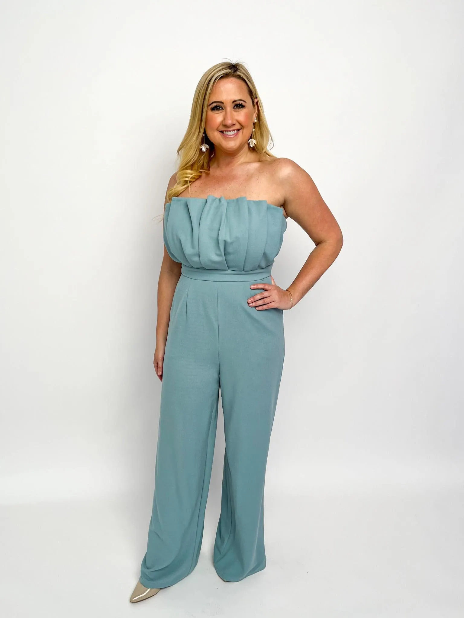 Seafoam Strapless Jumpsuit