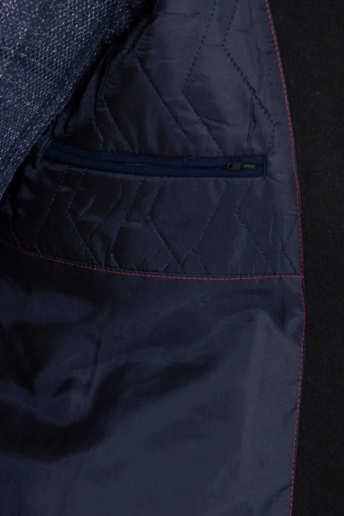 Slim Fit Notch Lapel New Terra Wool Navy Overcoat, Navy